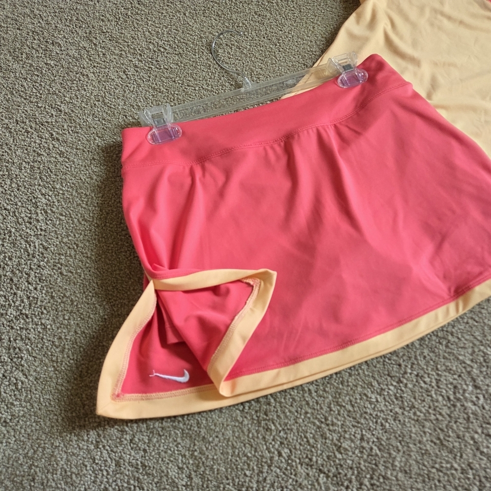 Nike Golf Tennis Skort Set - Peach & Pink Matching Top Skirt Sz M - Picture 6 of 8